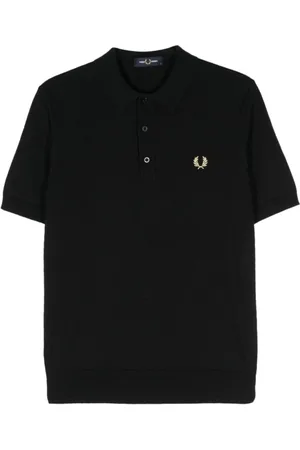 Fred Perry Koszulki, Mężczyzna, Czarny, M, Bawełna, Koszulka Polo z Dzianiny Rybackiej Fisherman`s