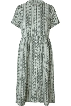 Lollys Laundry Sukienki, Kobieta, Zielony, XS, Bawełna, Sukienka midi w stylu bohemy