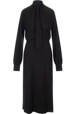Sportmax Sukienki, Kobieta, Czarny, S, Jedwabna krepa midi sukienka
