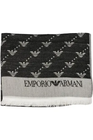 Emporio Armani Akcesoria, Mężczyzna, Czarny, ONE SIZE, Wełna, Modny szal