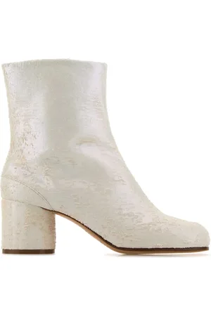 Maison Margiela Buty, Kobieta, Biały, 36 EU, Skóra, Białe skórzane botki Tabi za kostkę