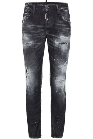Dsquared2 Jeansy, Mężczyzna, Czarny, 2XS, Jeansyy Skinny Cut z Efektem Postarzenia