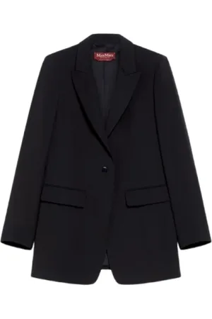 Max Mara Kurtki, Kobieta, Czarny, M, Czarna marynarka z krepy wełnianej