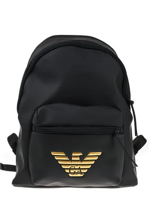 Emporio Armani Torebki, Mężczyzna, Czarny, ONE SIZE, Poliester, Zaino in Tessuto Gommato Backpack