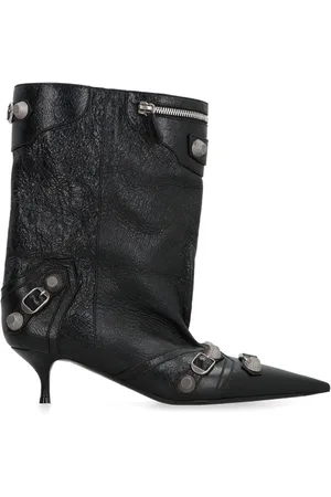Balenciaga Buty, Kobieta, Czarny, 37 EU, Len, Czarne botki z metalowymi ćwiekami