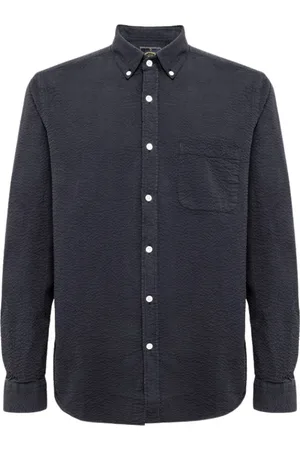 Portuguese Flannel Koszule, Mężczyzna, Niebieski, S, Koszula z jednolitej bawełnianej tkaniny