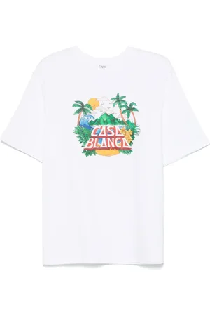 Casablanca Koszulki, Mężczyzna, Biały, S, Bawełna, T-shirt z krótkim rękawem i okrągłym dekoltem Beach Wave