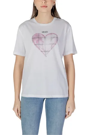 Liu Jo Koszulki, Kobieta, Biały, S, Bawełna, Stylowy T-shirt z Nadrukiem z Bawełny