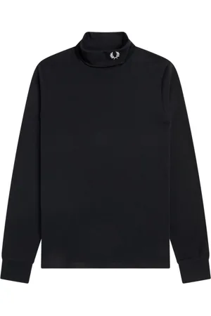 Fred Perry Swetry, Mężczyzna, Czarny, S, Bawełna, Czarny bawełniany golf z wyrafinowanymi detalami