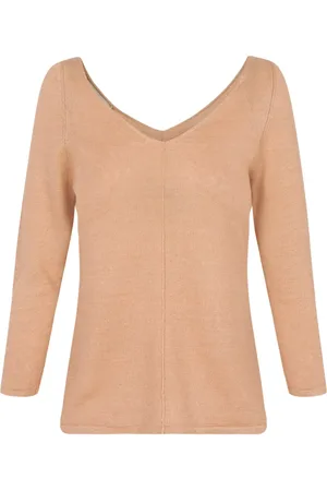 Cortana Swetry, Kobieta, Pomarańczowy, XL, Len, Linen V-Neck Jersey Top