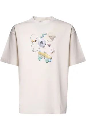 Drôle de Monsieur Koszulki, Mężczyzna, Biały, L, Bawełna, Biały T-shirt z dużym nadrukiem