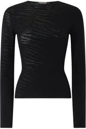 Roberto Cavalli Swetry, Kobieta, Czarny, S, Sweter z Wzorem Tygrysiej Skóry