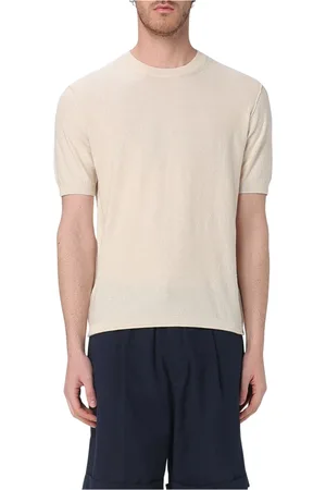 Paolo Pecora Koszulki, Mężczyzna, Beżowy, XL, T-shirt z okrągłym dekoltem