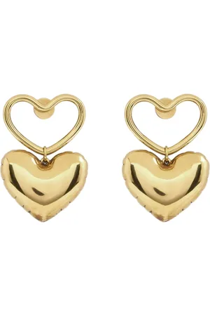 Nina Ricci Akcesoria, Kobieta, Żółty, ONE SIZE, Kolczyki z zawieszkami w kształcie serc