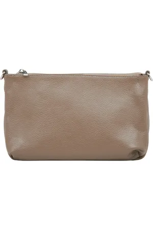 Estro Torebki, Kobieta, Beżowy, ONE SIZE, Skóra, Ciemnobeżowa skórzana torba crossbody