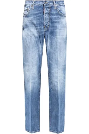 Dsquared2 Jeansy, Mężczyzna, Niebieski, M, Bawełna, Washed Straight-Leg Jeansy