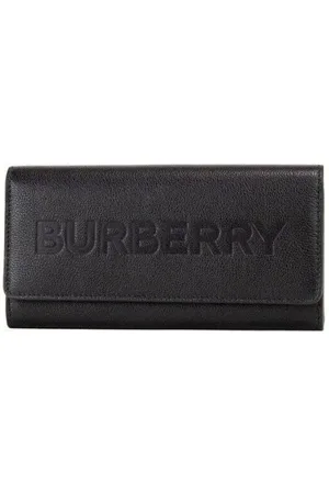 Burberry Akcesoria, Kobieta, Czarny, ONE SIZE, Skóra, Portfel kopertówka z tłoczonego ziarnistą skórą logo