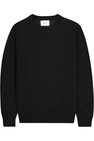NN.07 Bluzy, Mężczyzna, Czarny, 2XL, Czarny Wełniany Sweter z Dekoltem