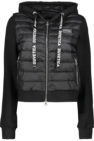 Duvetica Kurtki, Kobieta, Czarny, M, Bawełna, Padded Jacket z Naszywką Logo i Prążkowanymi Mankietami