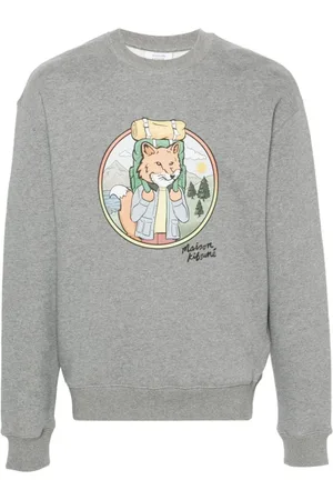 Maison Kitsuné Bluzy, Mężczyzna, Szary, M, Rambling Fox Comfort Sweatshirt
