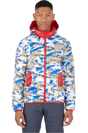 Colmar Kurtki, Mężczyzna, Niebieski, M, Nylon, Niebieska kurtka puchowa z nadrukiem krajobrazu