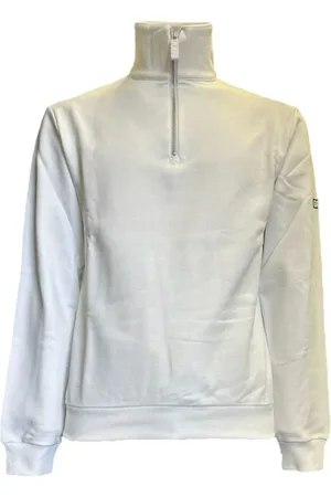 GCDS Bluzy, Kobieta, Biały, S, Bluza z Półzamkiem z Bawełny z Detalem Logo