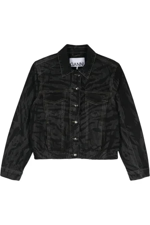 Ganni Kurtki, Kobieta, Czarny, S, Denim, Denimowa kurtka bomberka