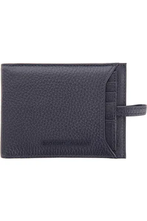 Emporio Armani Akcesoria, Mężczyzna, Niebieski, ONE SIZE, Skóra, Portfel Bi-fold z Logo