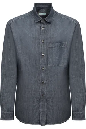 CANALI Koszule, Mężczyzna, Niebieski, M, Denim, Niebieska koszula wierzchnia z denimu