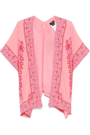 Etro Kurtki, Kobieta, Różowy, ONE SIZE, Poncho z nadrukiem we wzór ameby