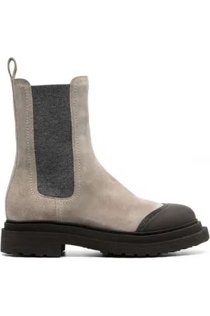 Brunello Cucinelli Buty, Kobieta, Beżowy, 39 EU, Zamsz, Szare zamszowe botki do kostki