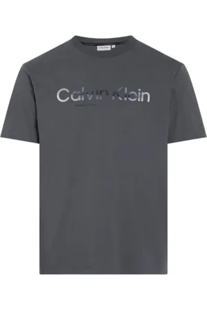 Calvin Klein Koszulki, Mężczyzna, Szary, L, Bawełna, Logo Tee