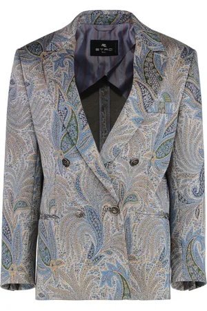 Etro Kurtki, Kobieta, Wielobarwność, M, Bawełna, Dwurzędowa marynarka z klapami w paisley