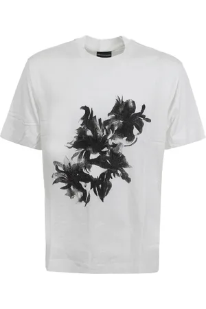 Emporio Armani Koszulki, Mężczyzna, Biały, L, Biała Koszulka z Okrągłym Dekoltem i Czarnym Logo