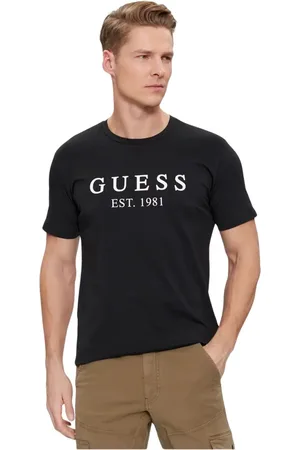 Guess Koszulki, Mężczyzna, Czarny, M, Bawełna, Elastyczny T-Shirt z Bawełny