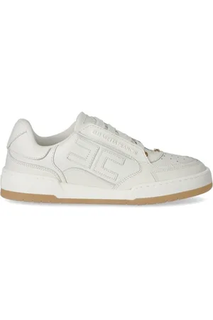 Elisabetta Franchi Buty, Kobieta, Beżowy, 37 EU, Skóra, Skórzane sneakersy w kolorze kości słoniowej z detalem logo