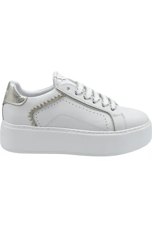 Janet&Janet Buty, Kobieta, Biały, 37 EU, Złote Białe Buty Na Sznurowadła Elegancki Styl