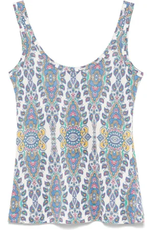Etro Koszulki, Kobieta, Biały, XS, Graphic Print Sleeveless Top