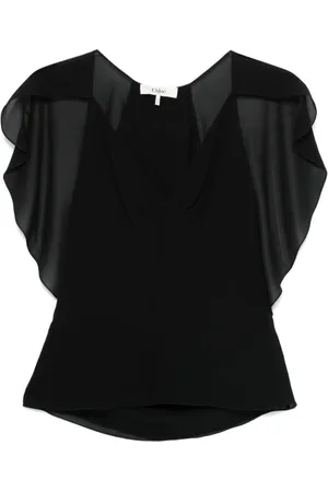 Chloé Bluzki, Kobieta, Czarny, S, Czarna Bluzka z Falbanami