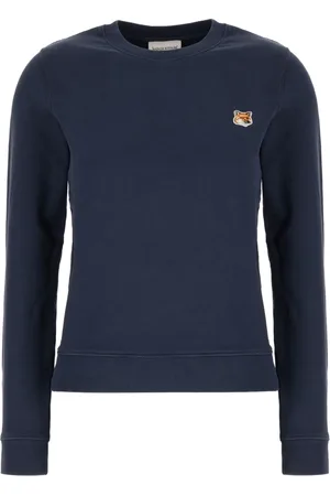 Maison Kitsuné Bluzy, Kobieta, Niebieski, M, Bawełna, FOX Head Patch Regular Sweatshirt