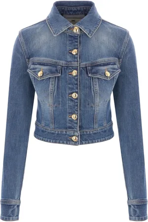 Elisabetta Franchi Kurtki, Kobieta, Niebieski, M, Denim, Vintage Denim Trucker Jacket