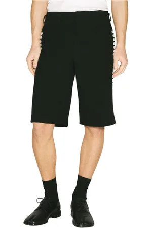 Comme des Garçons Szorty, Mężczyzna, Czarny, S, Wełna, Wełniane szorty z guzikami