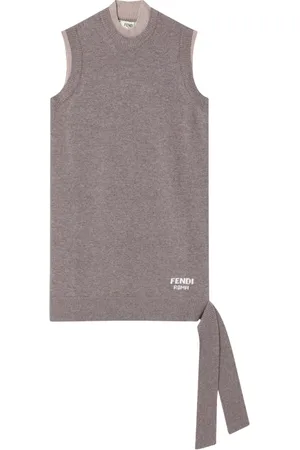 Fendi Swetry, Kobieta, Beżowy, S, Wełna, Stylowy Top Bez Rękawów