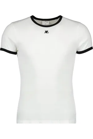 Courrèges Koszulki, Mężczyzna, Biały, S, Bawełna, Koszulka T-shirt z Kontrastowym Logo
