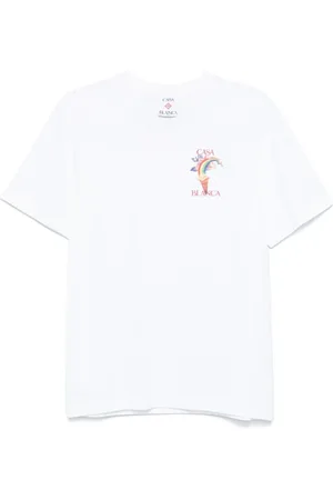 Casablanca Koszulki, Mężczyzna, Biały, L, Bawełna, T-shirt z białym nadrukiem logo z okrągłym dekoltem