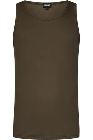 Ermenegildo Zegna Koszulki, Mężczyzna, brązowy, M, Bawełna, Top bez Rękawów Regular Fit