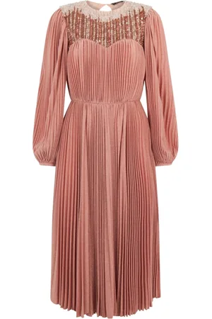 Elisabetta Franchi Sukienki, Kobieta, Różowy, S, Sukienka w stylu empire z cekinami