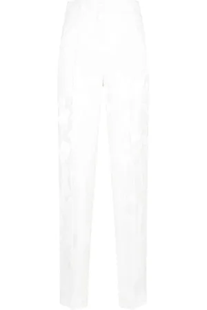 DRIES VAN NOTEN Spodnie, Kobieta, Biały, S, Białe wełniane spodnie Pulley