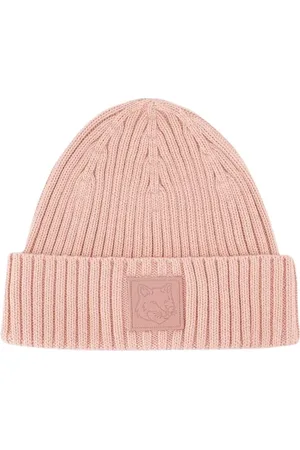 Maison Kitsuné Akcesoria, Kobieta, Różowy, ONE SIZE, Bawełna, Czapka z Liskiem - Bawełna - Różowa