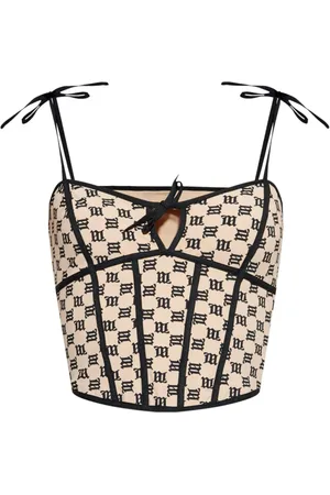 MISBHV Koszulki, Kobieta, Beżowy, M, Beżowy i Czarny Stylowy Topwear